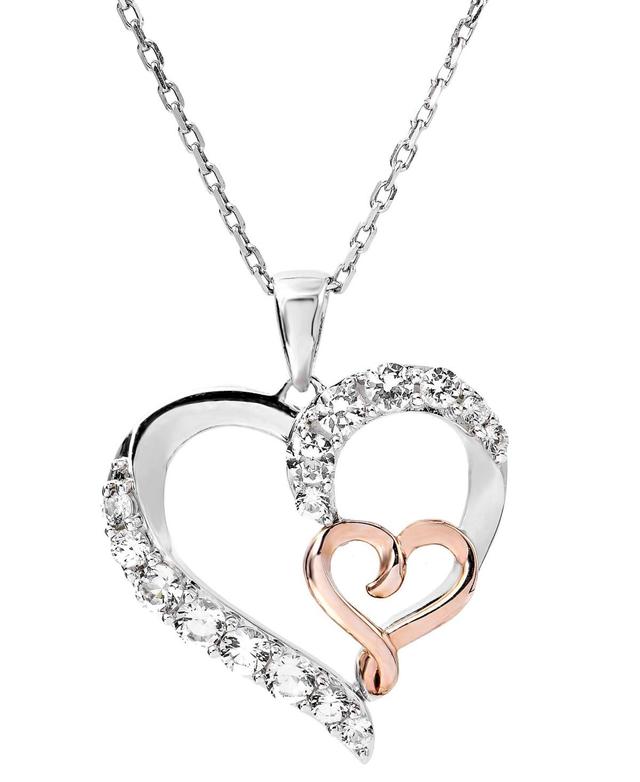 Womens 14K Rose Gold Plated Heart Pendant Necklace in Sterling Silver Product Image