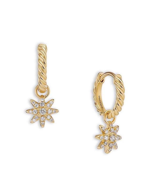 Womens Petite Starburst Drop Earrings in 18K Yellow Gold with Diamonds Product Image