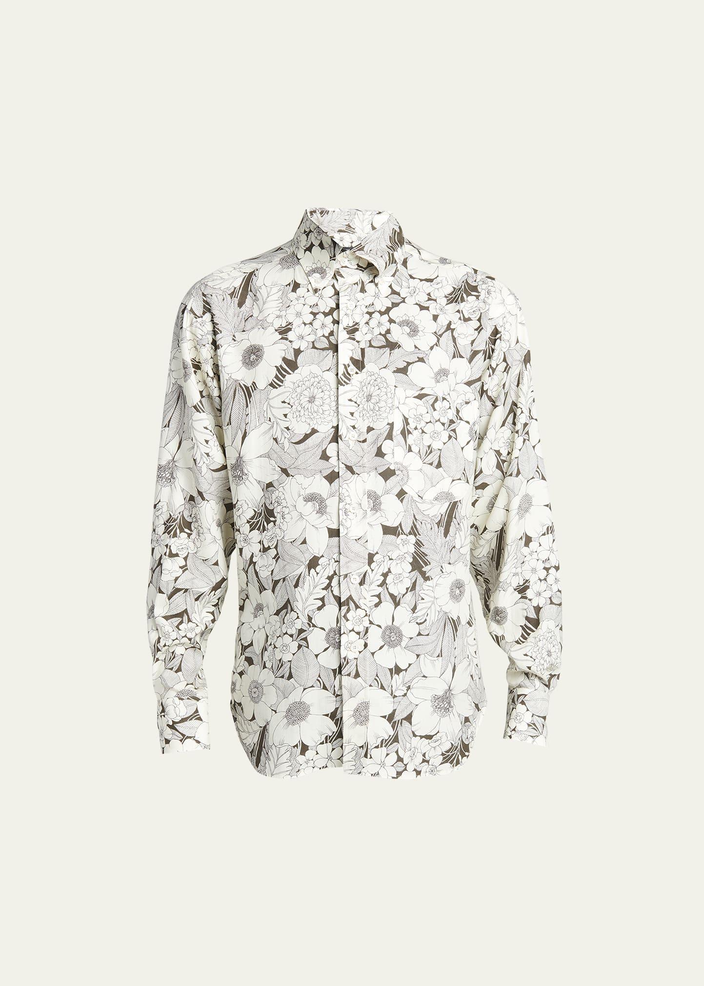 TOM FORD Fluid Fit Floral Print Button-Down Shirt Product Image