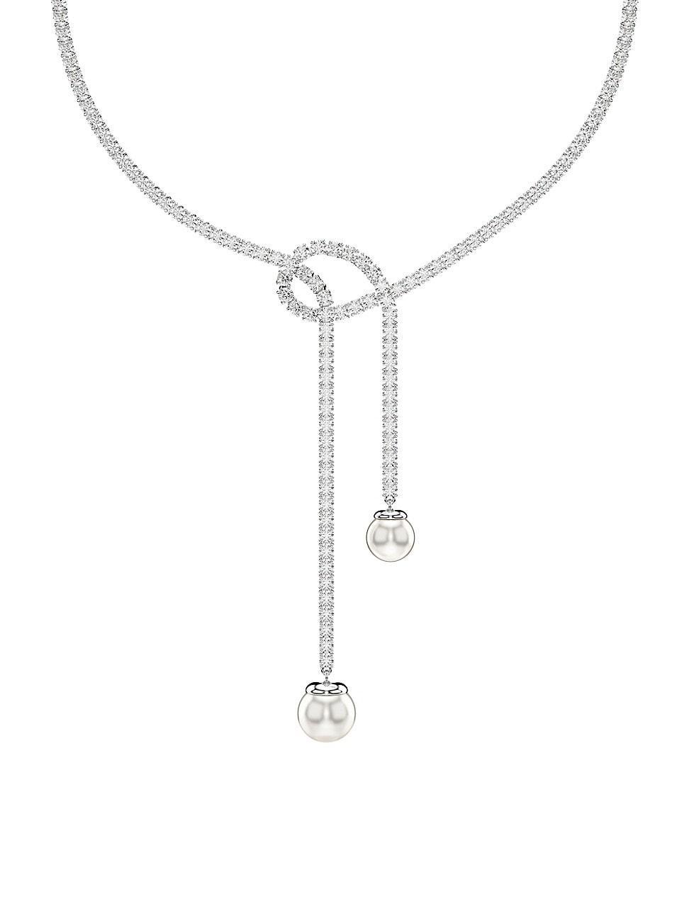 Womens Matrix Rhodium-Plated, Imitation Pearl & Crystal Y Necklace Product Image