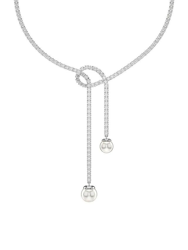 Womens Matrix Rhodium-Plated, Imitation Pearl & Crystal Y Necklace Product Image