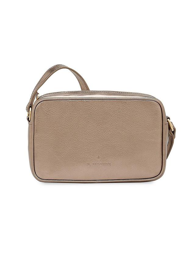 Womens Classic Oliveta Metallic Leather Crossbody Bag Product Image