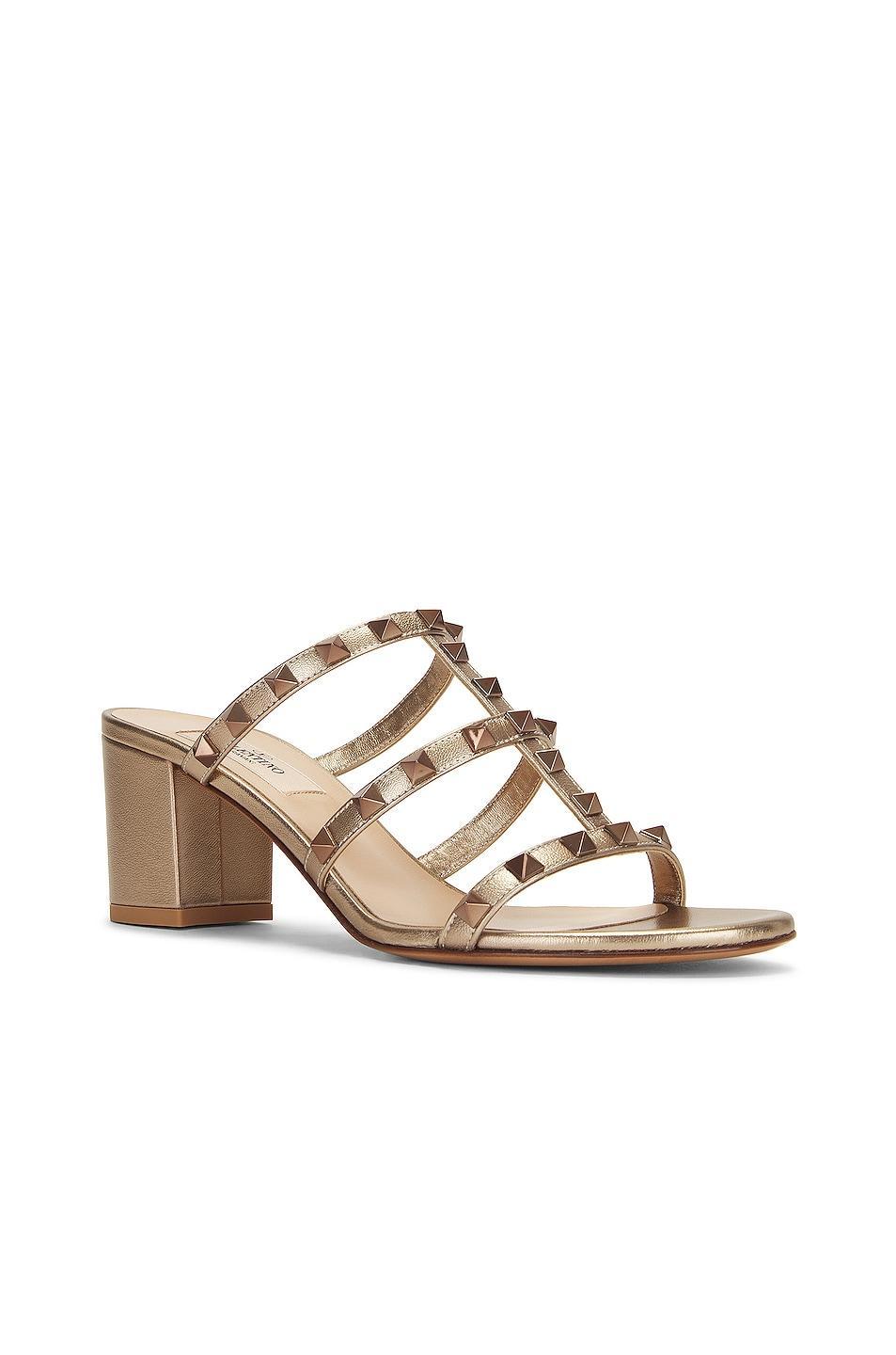 Valentino Garavani Rockstud Slide in Metallic Neutral Product Image