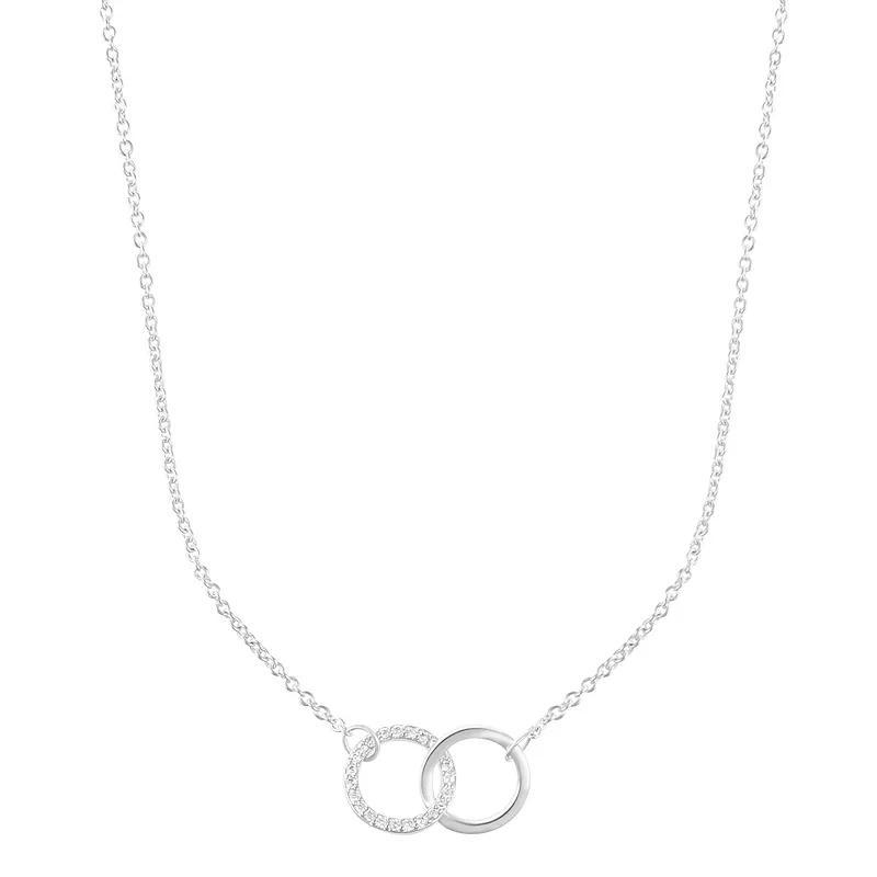 Adornia Cubic Zirconia Interlocking Circle Necklace, Womens Silver Tone Product Image