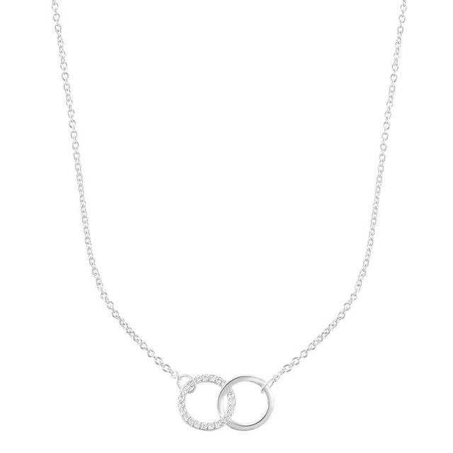 Adornia Cubic Zirconia Interlocking Circle Necklace, Womens Silver Tone Product Image