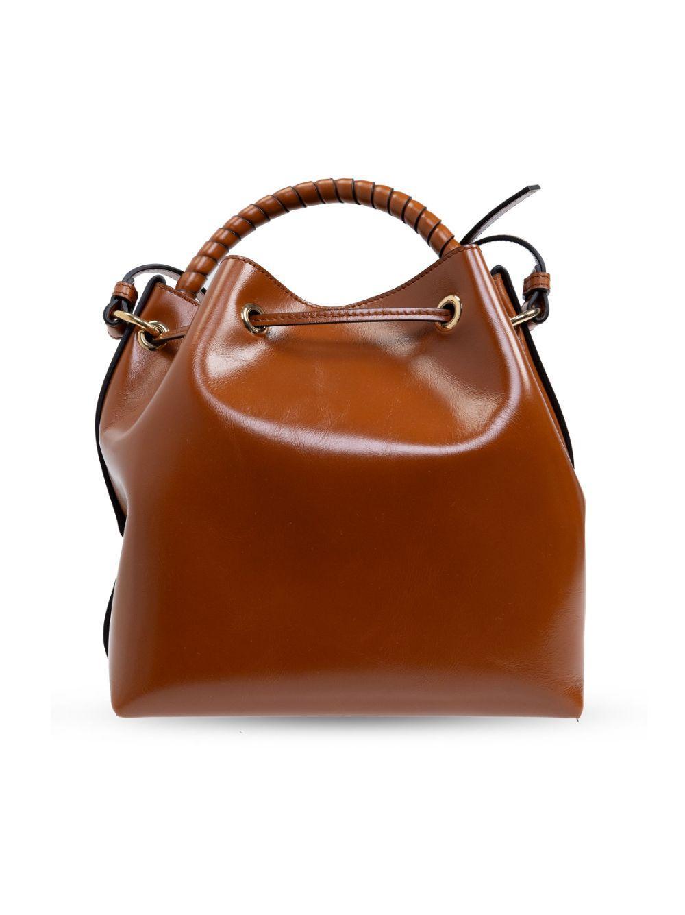 Leather Bucket Bag In Brown Product Image