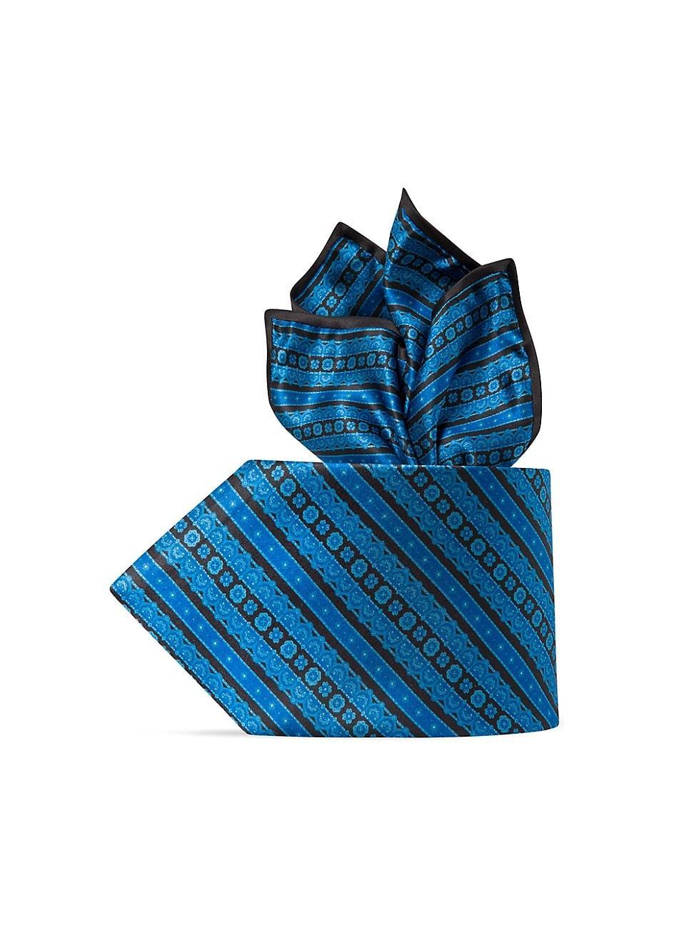 Mens Luxury Hand-Printed Silk Tie Set Product Image