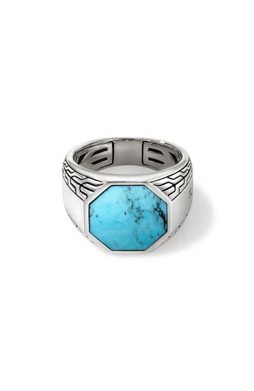 Mens Sterling Silver & Turquoise Signet Ring Product Image