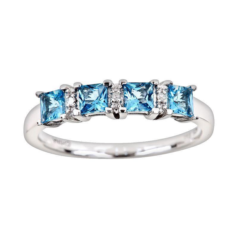 Gemstone and Diamond Accent Ring in Sterling Silver Product Image