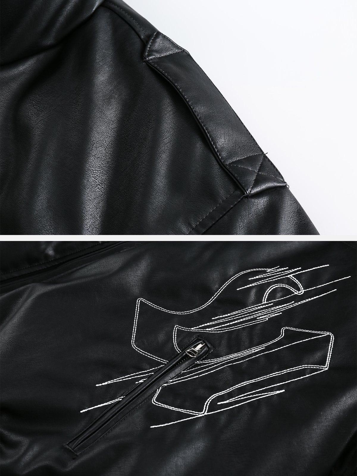 Aelfric Eden Multi Zip Up Leather Coat Product Image