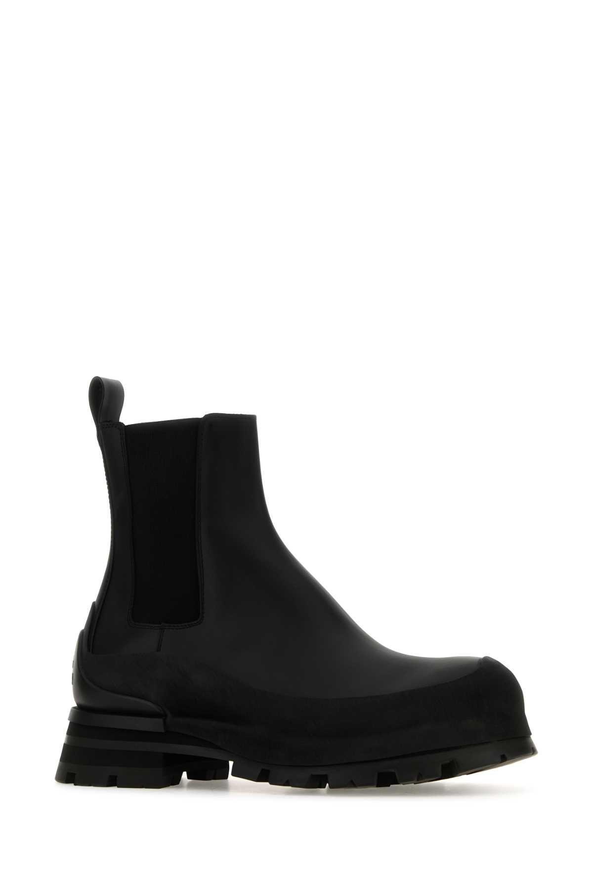 ALEXANDER MCQUEEN Classic Black Leather Chelsea Ankle Boots For Men Product Image