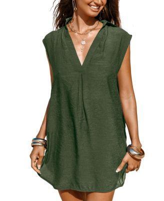 Cupshe Womens V-Neck Basic Collar Cover-Up Dress Product Image