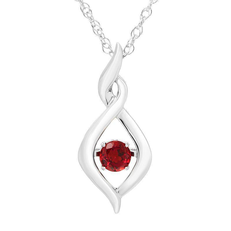 Boston Bay Diamonds Brilliance in Motion Sterling Silver Lab-Created Ruby Dancing Gemstone Twisted Infinity Pendant, Womens Product Image