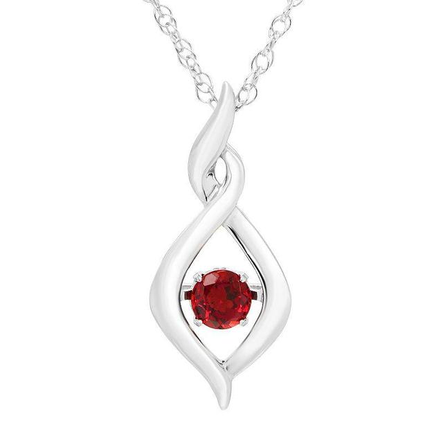 Boston Bay Diamonds Brilliance in Motion Sterling Silver Lab-Created Ruby Dancing Gemstone Twisted Infinity Pendant, Womens Red Product Image