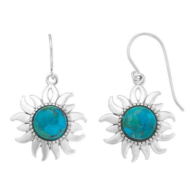 Sterling Silver Reconstituted Turquoise Sun Drop Earrings, Womens Product Image