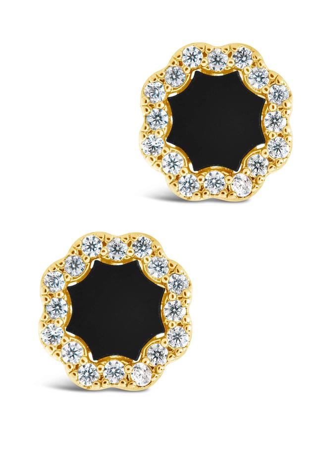 Onyx CZ Bezel Frame Earrings Product Image