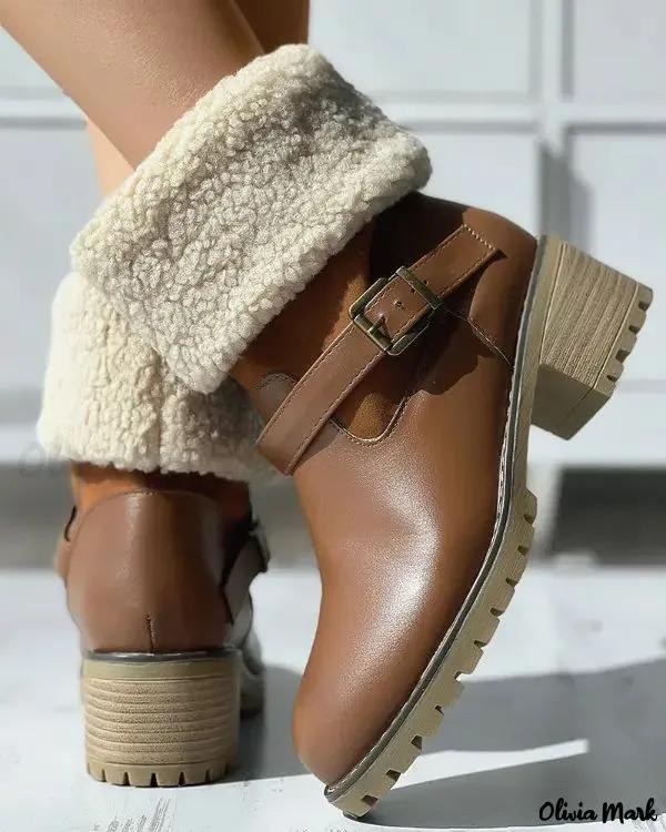 Olivia Mark – Thick lined and buckled Martin boots Product Image