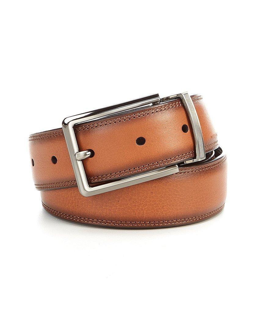 Roundtree & Yorke Burnished Edge Reversible Leather Belt Product Image