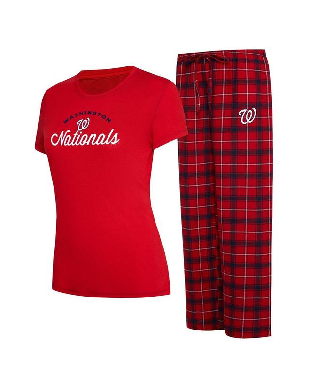 Womens Concepts Sport /Navy Washington Nationals Arctic T-Shirt & Flannel Pants Sleep Set Product Image