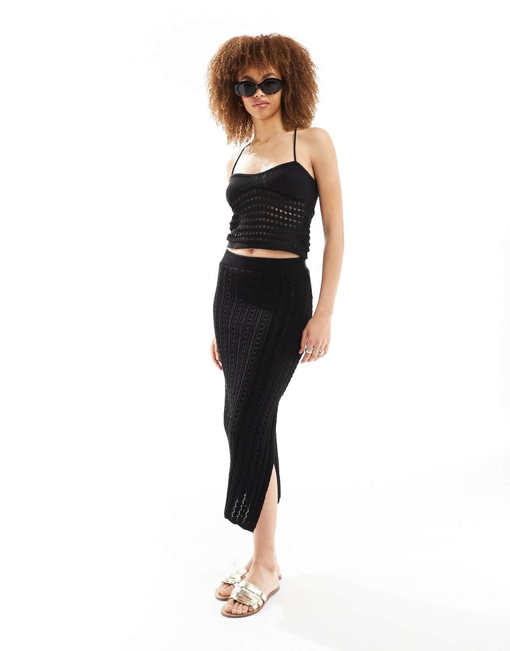 ASOS DESIGN crochet cami top in black Product Image