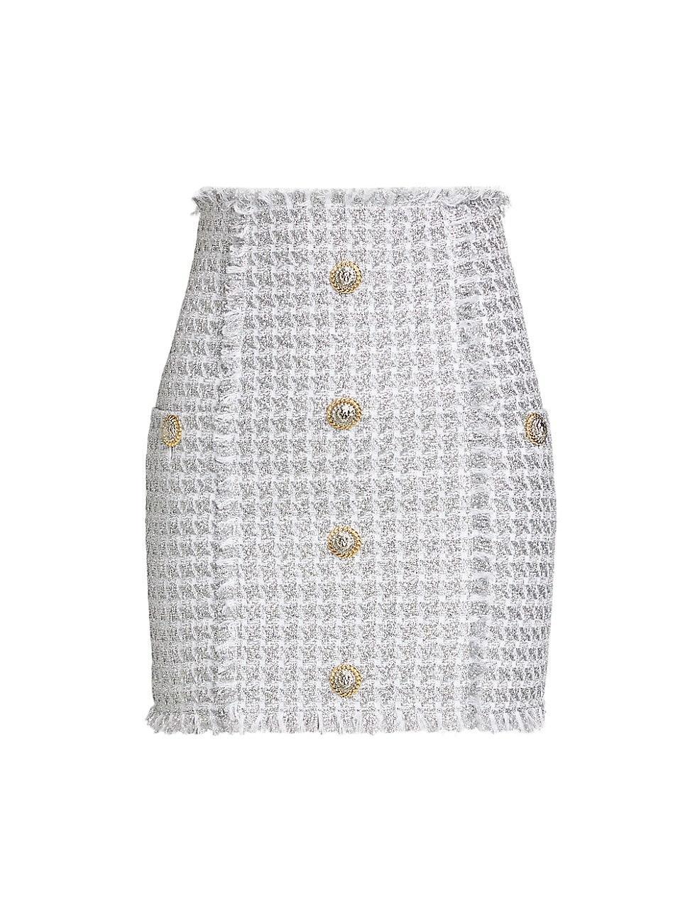 Womens Buttoned Tweed Miniskirt Product Image