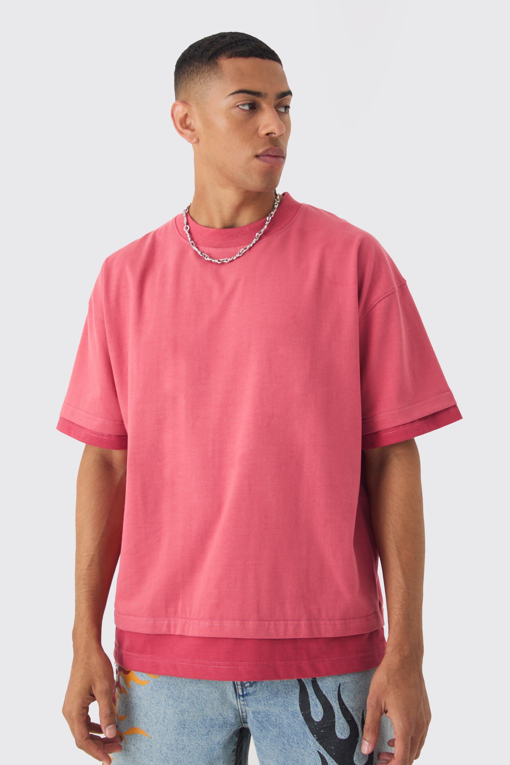 Oversized Heavyweight Faux Layer Vintage Wash T-shirt | boohooMAN USA Product Image