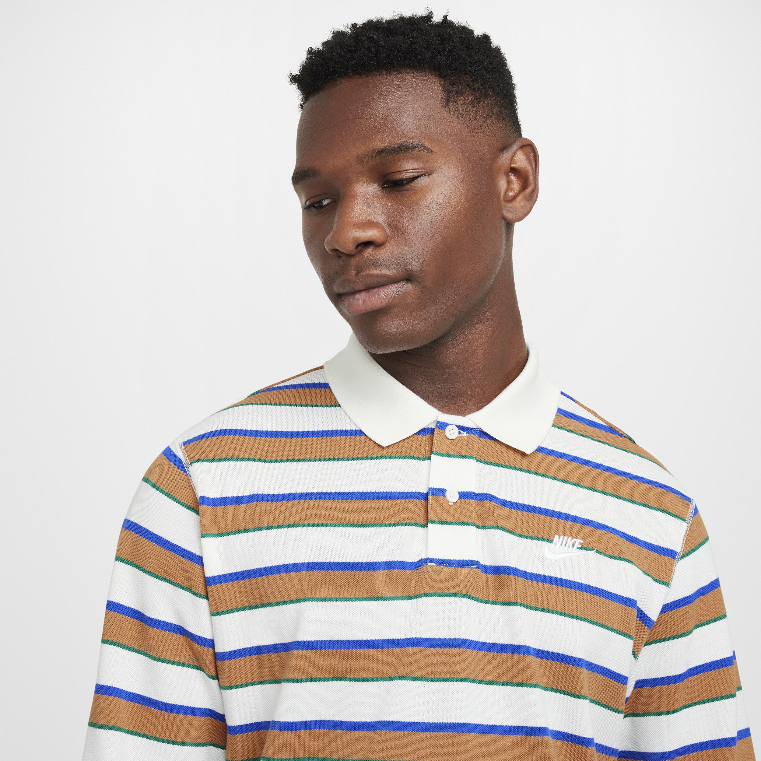 Nike Men's Club Long-Sleeve Striped Polo Product Image