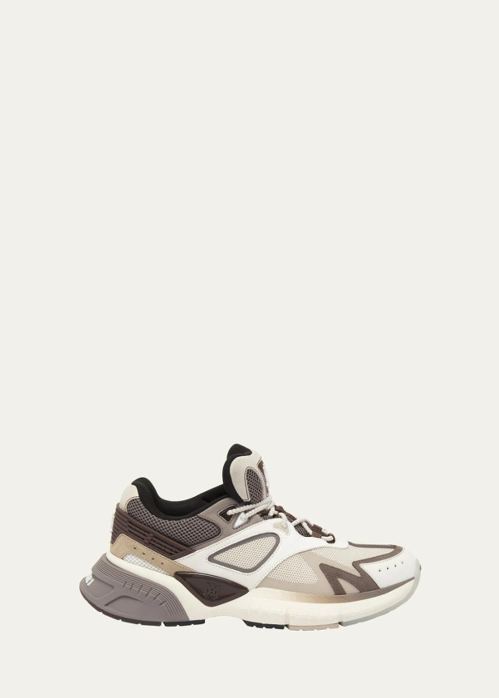 AMIRI Runner Mesh Chunky Leather Suede Sneakers In Brown Product Image