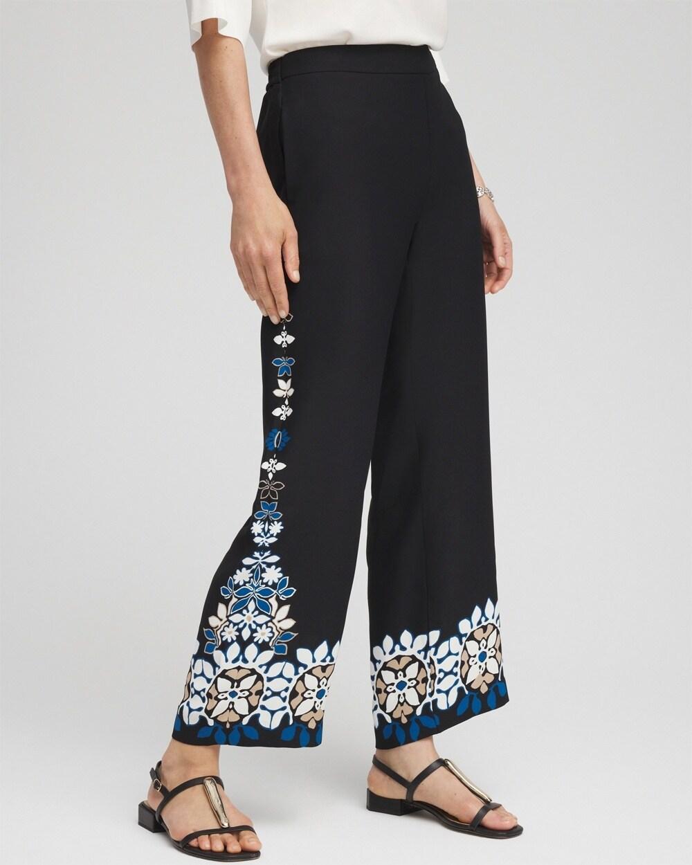 Placed Floral Print Soft Cropped Pants Product Image