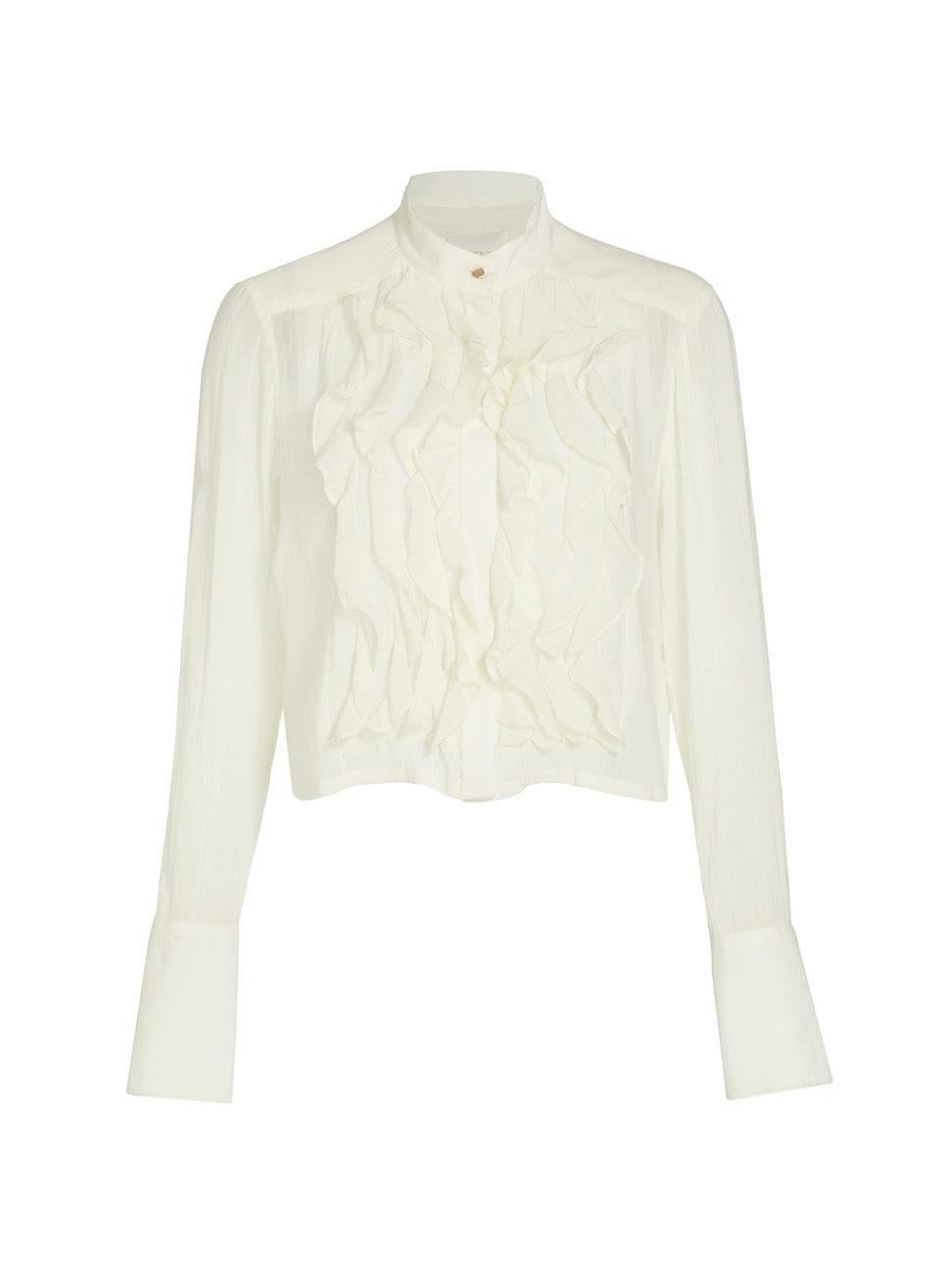 Womens Patti Ruched Cotton & Silk Blouse Product Image