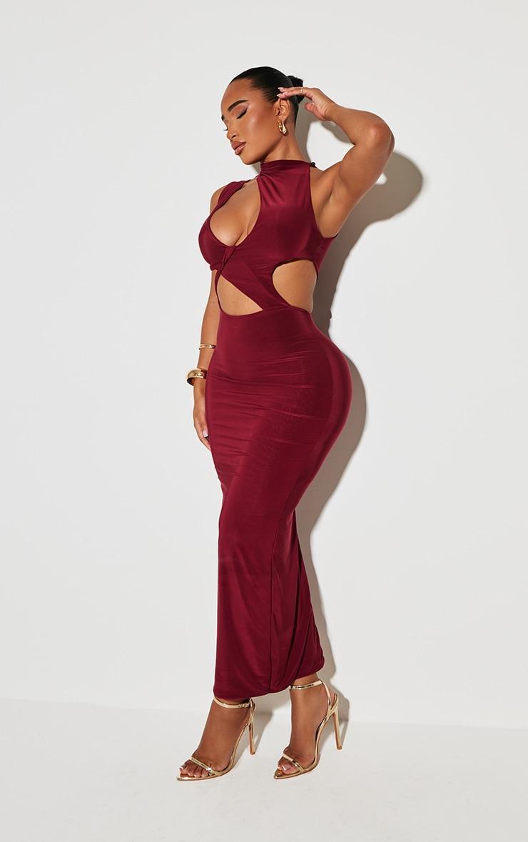 Shape Burgundy Halter Neck Dress Product Image