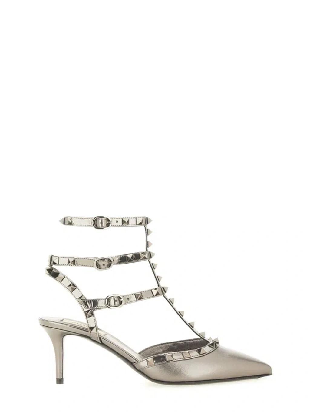 VALENTINO GARAVANI "rockstud" Pumps In Silver Product Image