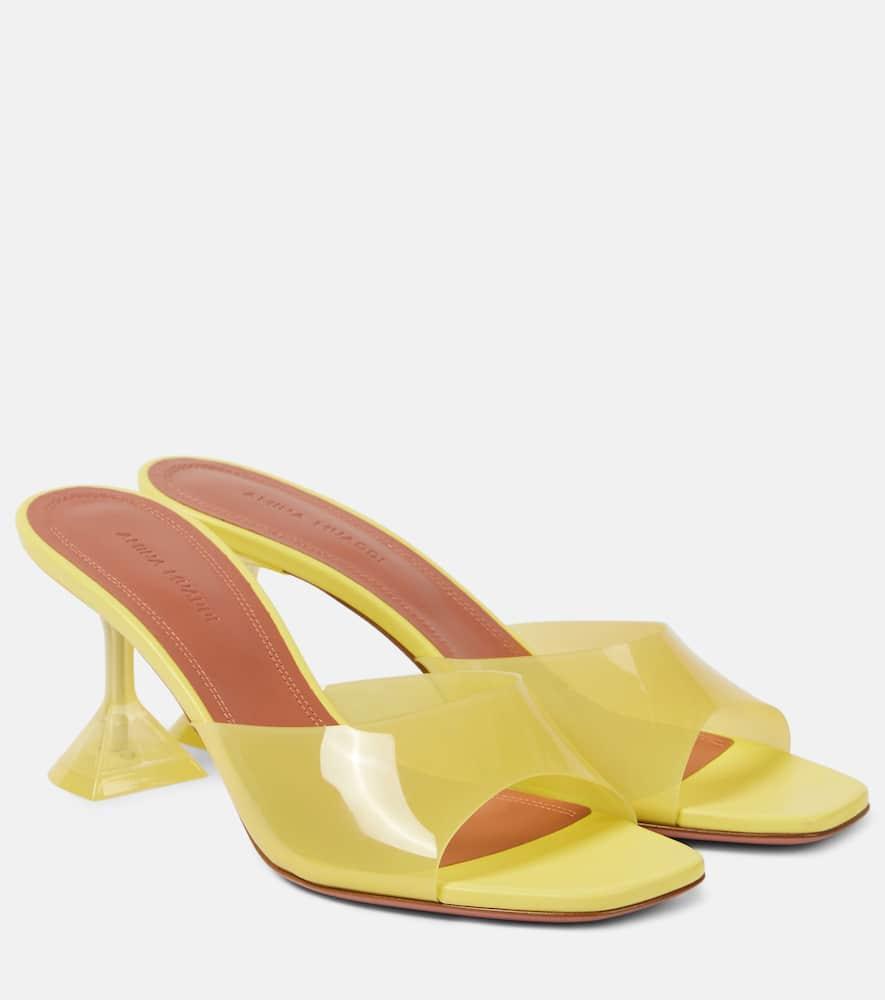 AMINA MUADDI Lupita Glass Pvc And Leather Mules In Yellow Product Image