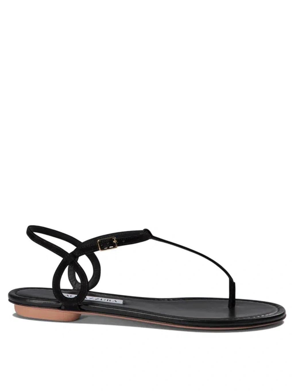 Almost Bare Snake-embossed Leather Sandal In Black Product Image