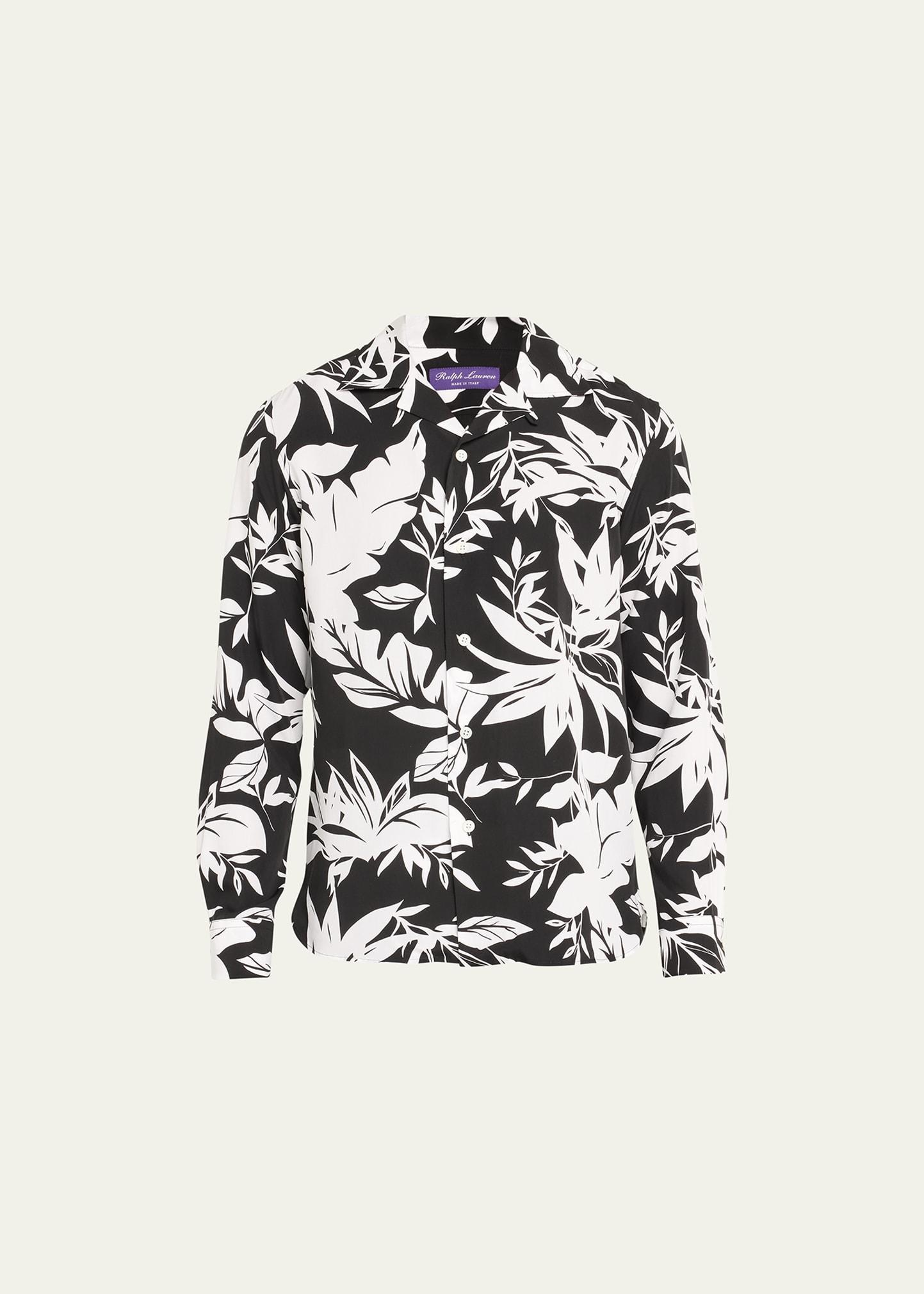 Mens Floral Long-Sleeve Camp Shirt Product Image