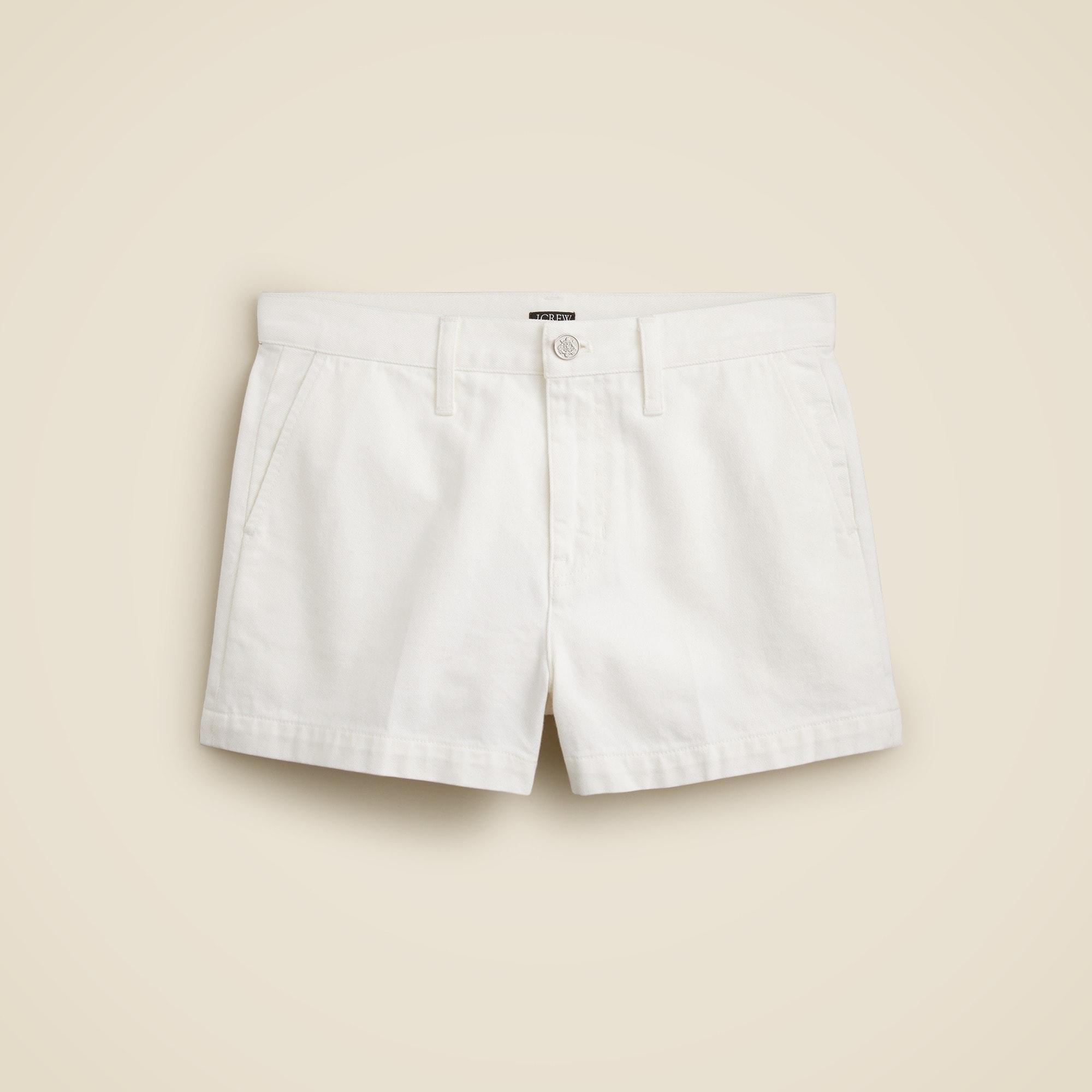 A-line denim short in white Product Image