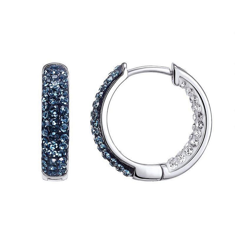 Chrystina Silver Tone Montana & White Crystal Inside-Out Hoop Earrings, Womens, Blue Product Image