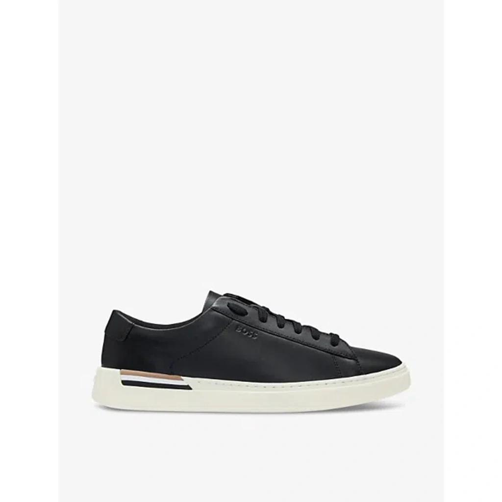 HUGO BOSS Lace-up Leather Sneakers In Black Product Image