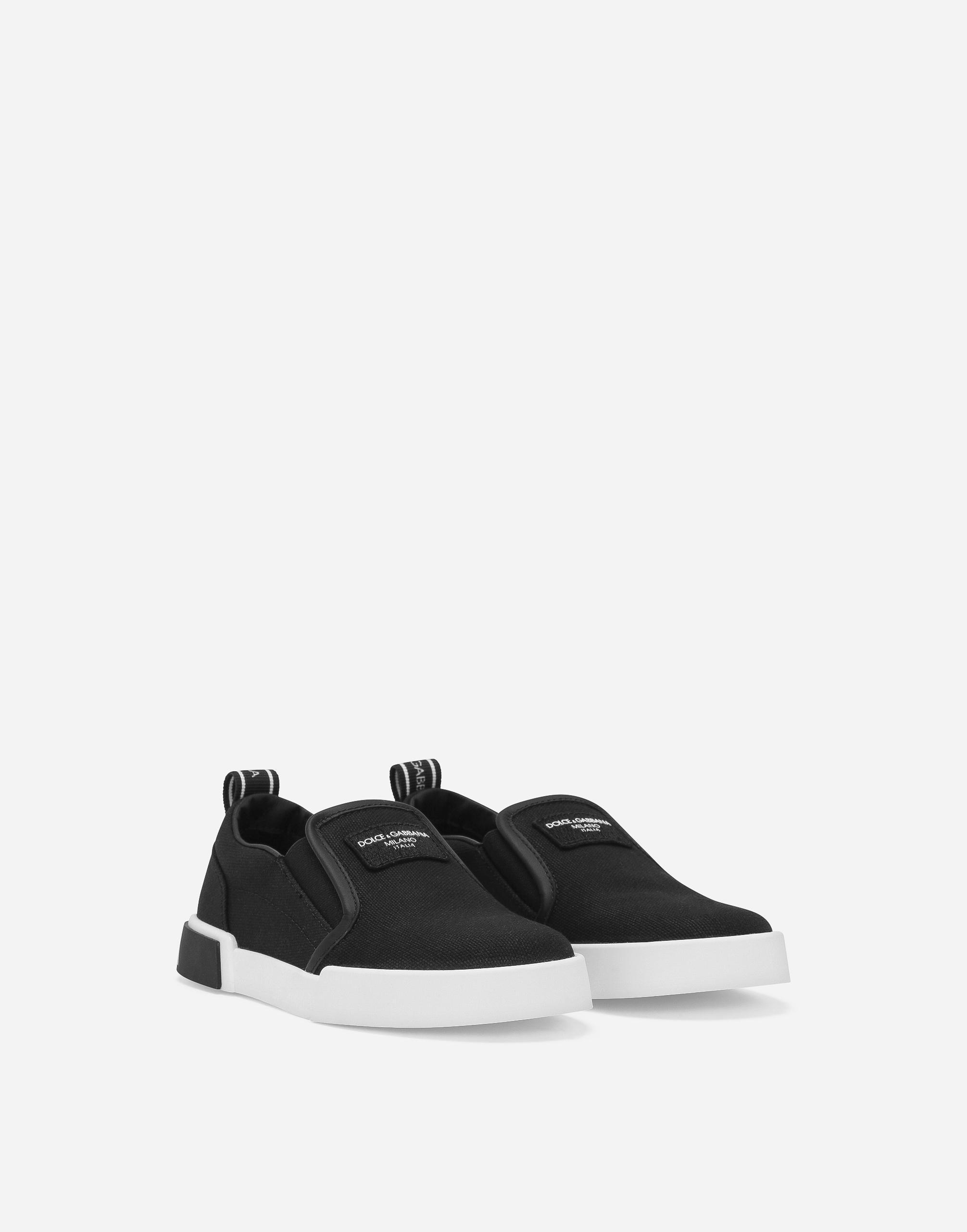 Canvas Portofino Slip-on Sneakers In Black Product Image