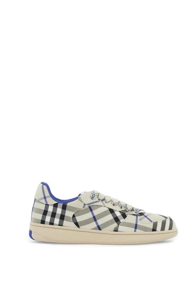 BURBERRY Men's Terrace Check Sneakers In Grigio Product Image