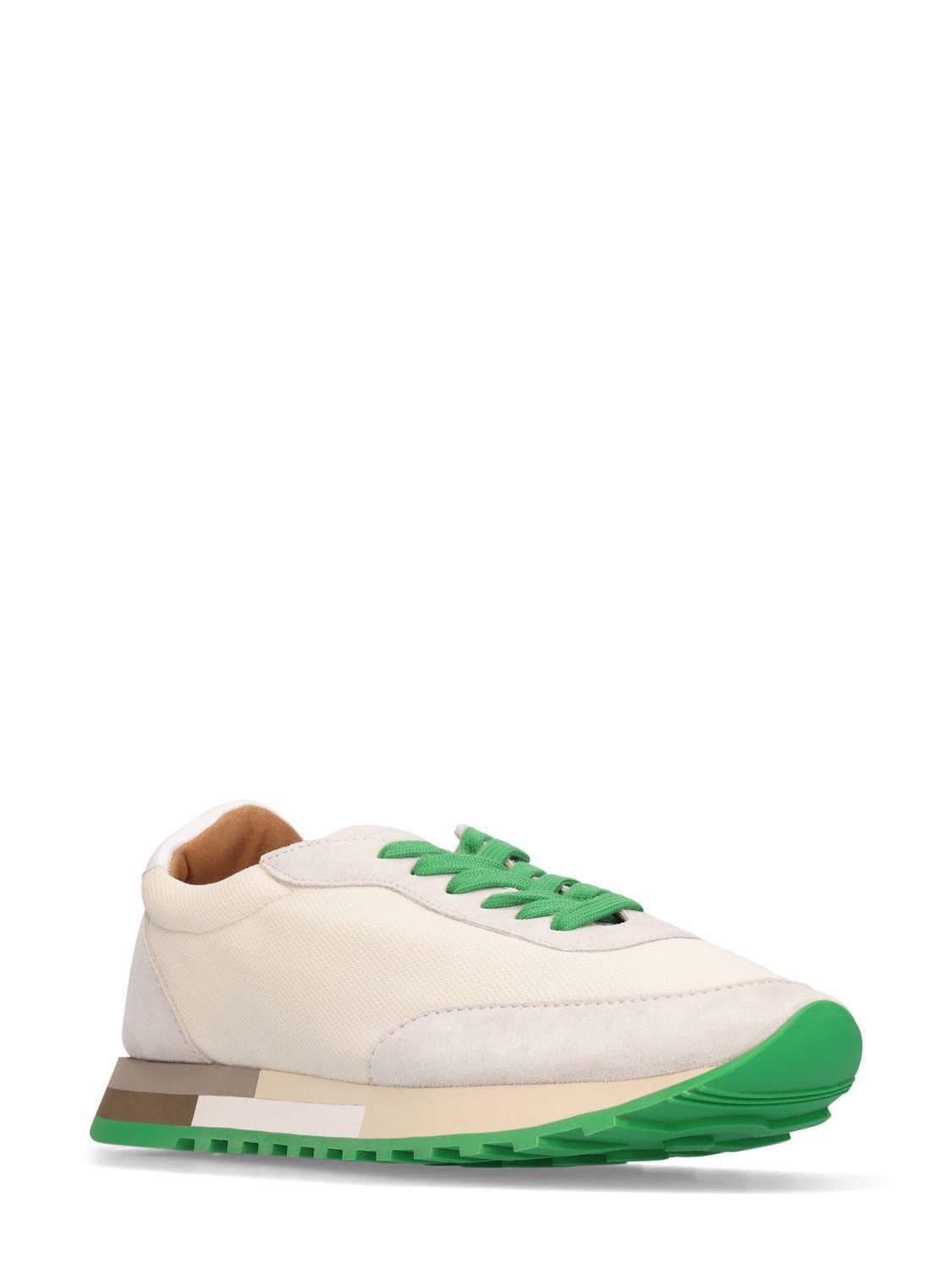 THE ROW Owen Color-block Mesh And Suede Sneakers In Ivory Green Product Image