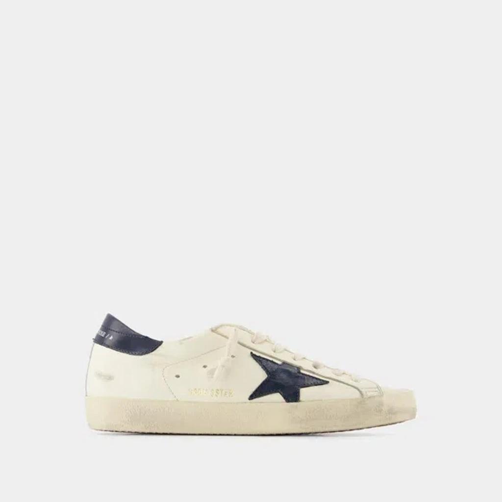 GOLDEN GOOSE Superstar Distressed Leather Sneakers In Beige Product Image