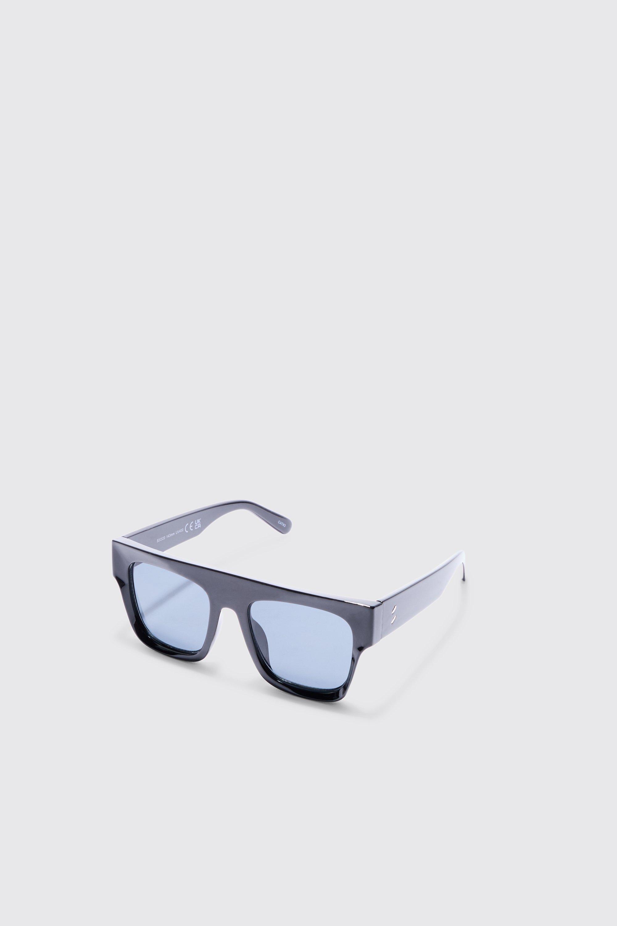 Plastic Sunglasses In Black | boohooMAN USA Product Image