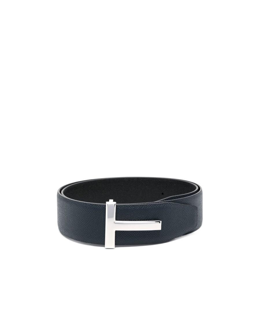 TOM FORD T Logo-buckle Leather Belt In Black Product Image