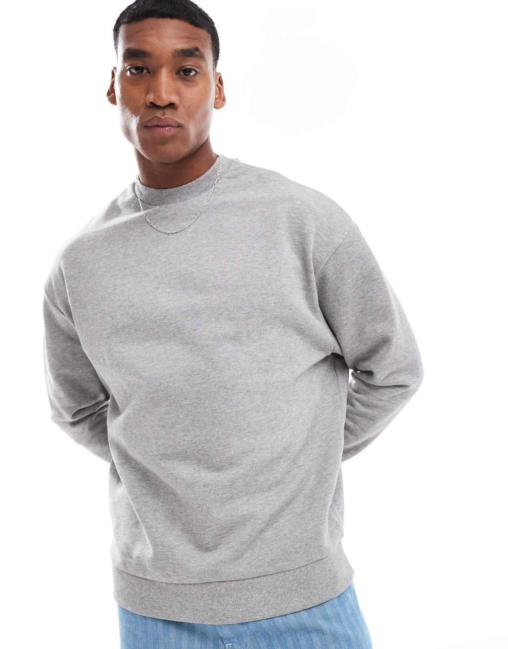 ASOS DESIGN essential oversized sweatshirt in heather gray product image