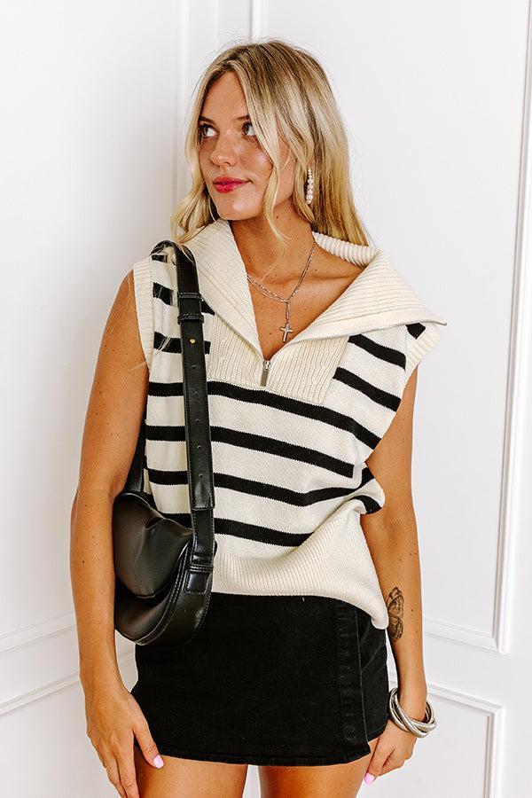 Midnight Dreams Stripe Sweater Vest In Cream Product Image