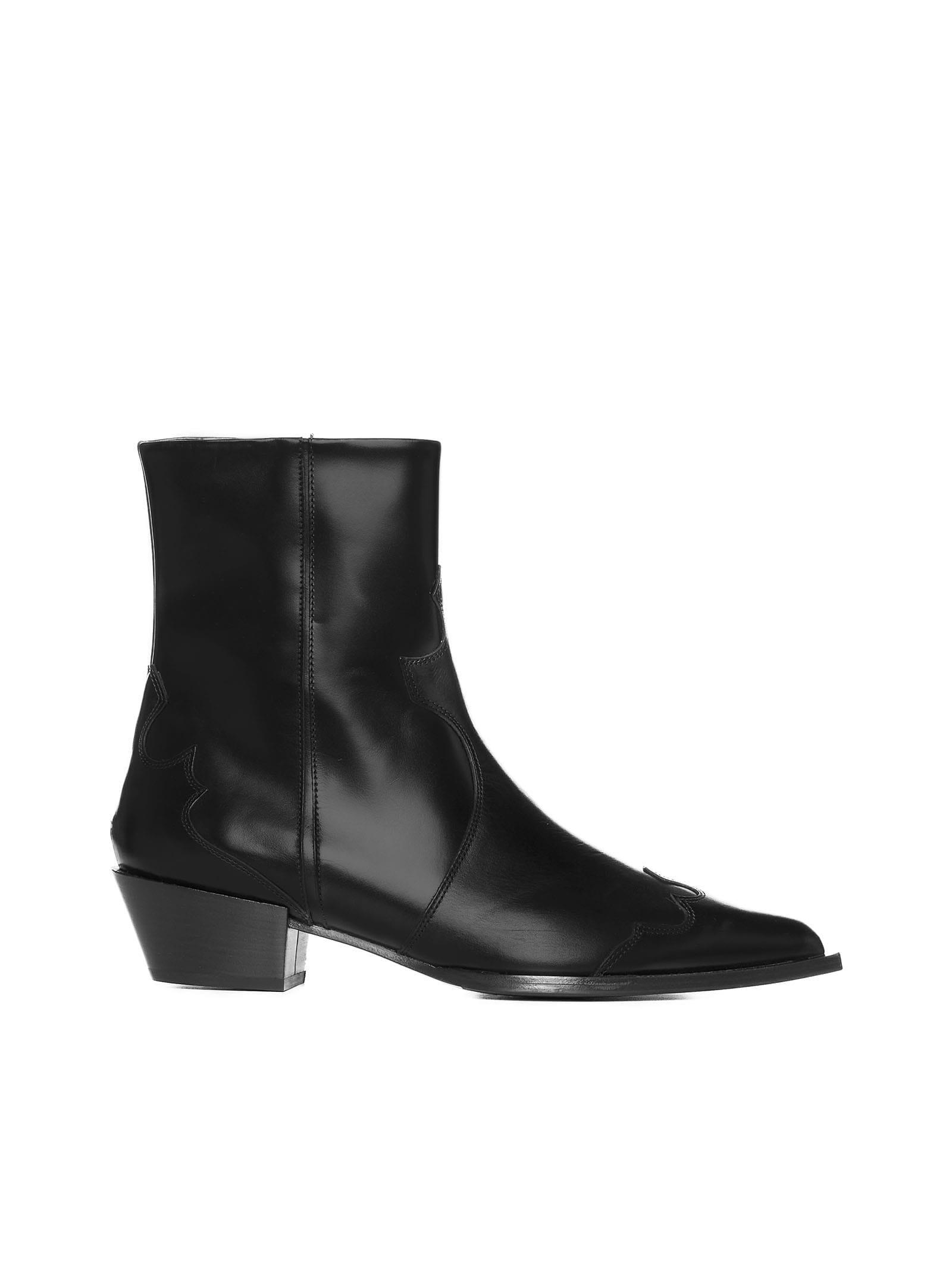 AEYDE Luis Leather Ankle Boots In Black Product Image