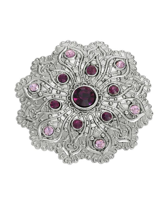 2028 Crystal Silver-Tone Flower Brooch Product Image