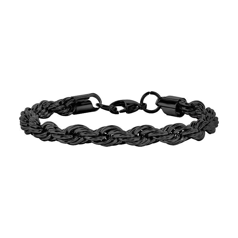 Mens Metallo Steel Black Plated 8mm Rope Bracelet Product Image