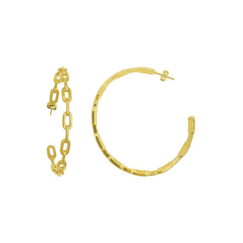 Adornia 14k Gold-Plated Large Link Hoop Earrings, 2.5 Product Image